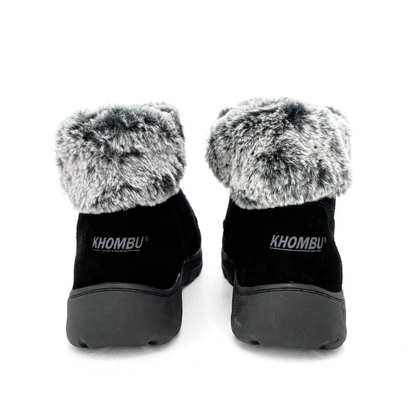 Khombu Black Suede Ankle Boot Size 7 Faux Fur Collar “Blend” Water-Resistant New - Picture 5 of 10